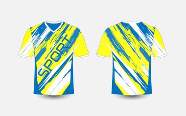 Mavi ve beyaz şerit deseni spor futbol takımları, jersey, tişört tasarım şablonu