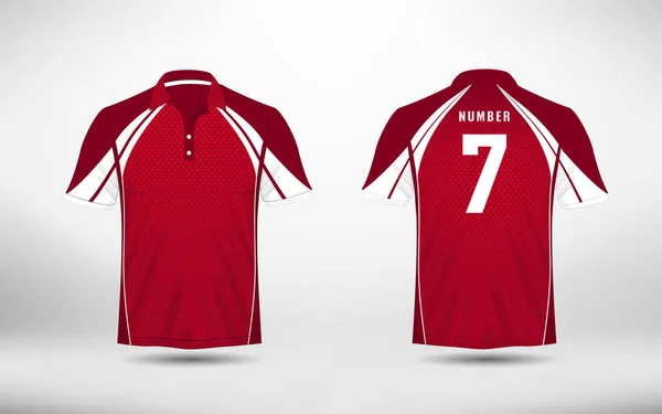 Rode een witte lijnen indeling voetbal sport t-shirt, kits, trui, t-shirt ontwerpsjabloon. — Stockvector