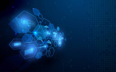 Soyut geometrik şekil teknoloji ve sosyal iletişim kavramı arka plan