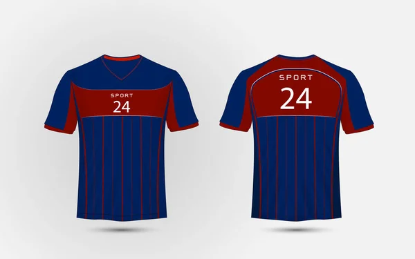 Niebieskie i czerwone linie układu piłka nożna sport t-shirt, zestawy, Koszulka, koszula szablon projektu — Wektor stockowy