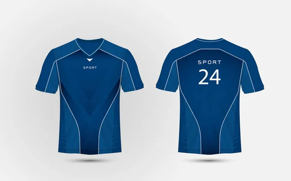 蓝色和白色布局足球运动 t恤衫, 套装, 球衣, 衬衫设计模板 — 图库矢量图片