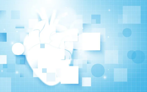 Retângulos coração e abstrato com conceito de ciência sobre fundo azul macio — Vetor de Stock