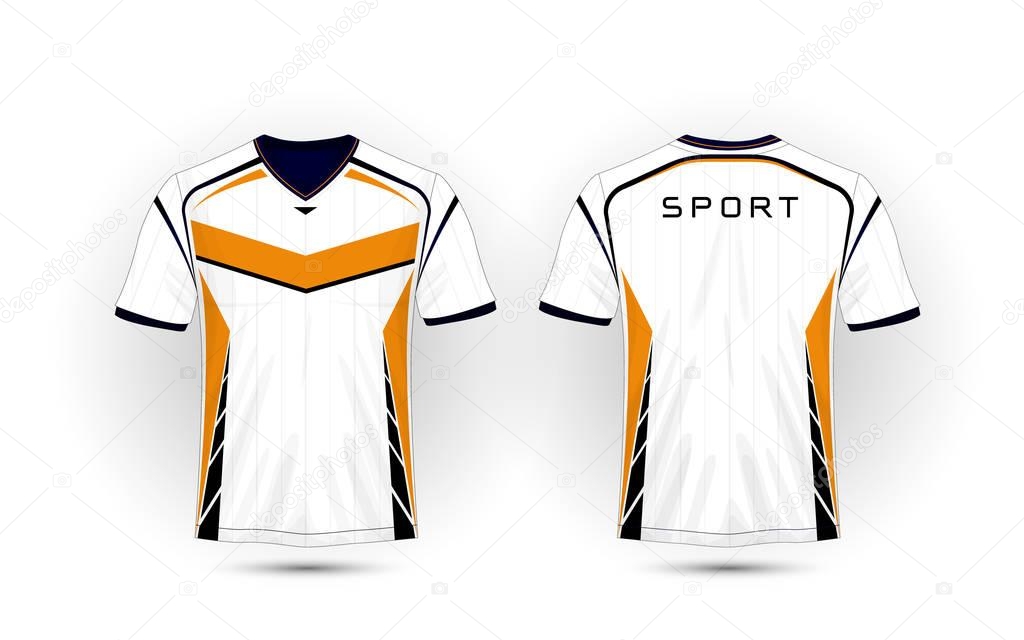 White, orange and black layout football sport t-shirt, kits, jersey, shirt  design template