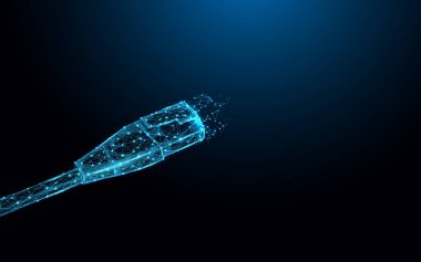 LAN kablosu ağ bağlantısı simgesi şeklinde çizgiler ve üçgenler, üzerinde mavi arka plan bağlantı ağ gelin. İllüstrasyon vektör