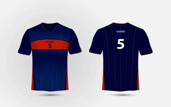 Lay-out van de blauwe en rode sport t-shirt, kits, trui, t-shirt ontwerpsjabloon — Stockvector