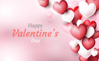 Sevgililer Günü geçmişi. Kırmızı ve beyaz 3d kalp arka planı