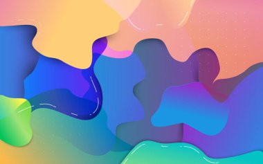 Soyut renkli sıvı bileşimi ve minimum geometrik arkaplan. Vektör illüstrasyonu