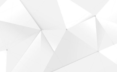 Soyut beyaz 3d düşük çokgen ve çizgi teknolojisi arka planı. Vektör illüstrasyonu