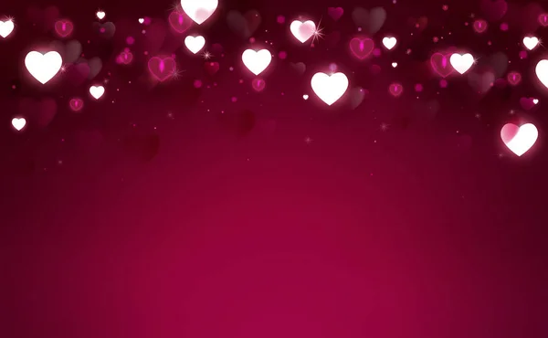 Decoración de invitación de San Valentín o boda. Forma de corazones y fondo bokeh — Vector de stock