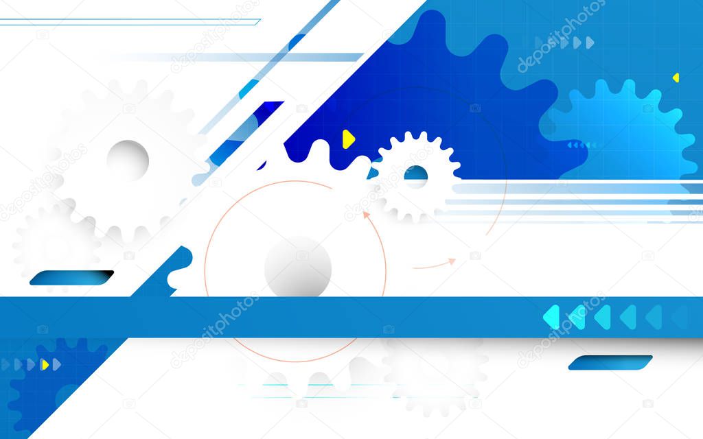 Abstract geometric and gear wheel with technology hi-tech futuristic concept background