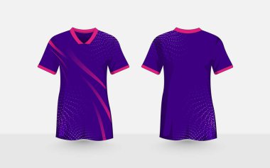 Mor ve pembe, soyut yarım ton desenli e-spor tişört tasarımı şablonu