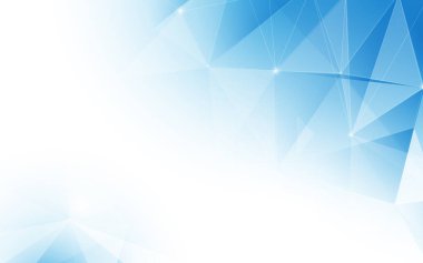 Yumuşak mavi arkaplanda noktaları ve çizgileri birleştiren soyut düşük çokgen. Dijital veri görselleştirme. Bilimsel sibernetik vektör