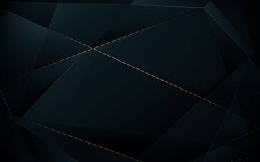 Soyut çokgen desenli lüks koyu mavi ve altın rengi. Vektör illüstrasyonu