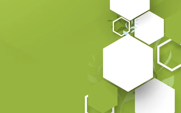 Zdravotní Přírodní Inovace Koncepce Abstraktní Zelené Bílé Šestiúhelníky Květinovým Vzorem — Stockový vektor