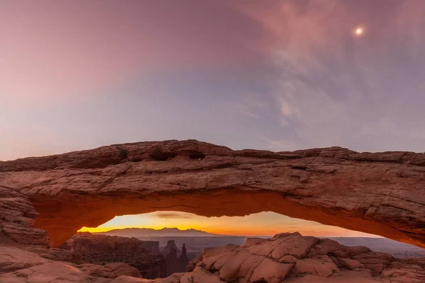 Nascer Sol Arco Mesa Moab Utah — Fotografia de Stock