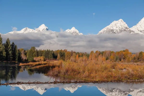 Teton aralığı Wyoming bir doğal sonbahar yansıma