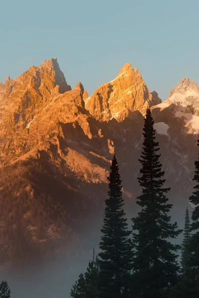 Zonsopgang Raken Majestueuze Tetons Wyoming — Stockfoto