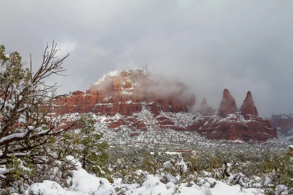 Malerische Schneebedeckte Landschaft Von Sedona Arizona Winter — Stockfoto