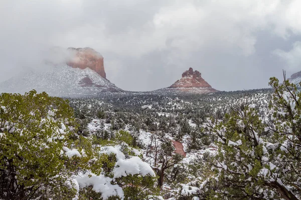 Paisaje Cubierto Nieve Sedona Arizona Invierno —  Fotos de Stock