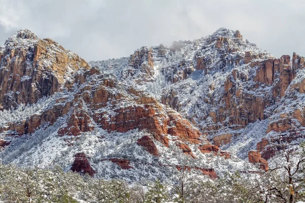 Festői Hóval Borított Táj Arizonai Sedona Télen — Stock Fotó