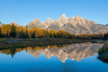 sonbahar gündoğumu Tetons, doğal bir yansıması
