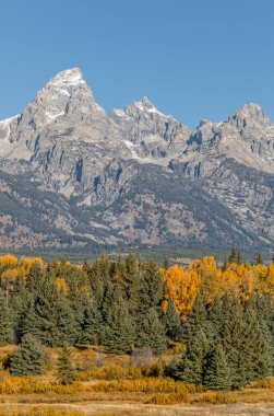 sonbaharda Tetons doğal bir manzarada