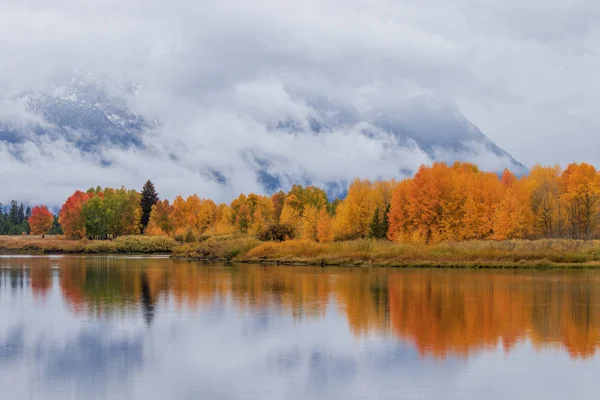 Scenic Autumn Reflection Landscape Tetons — Stock Photo, Image
