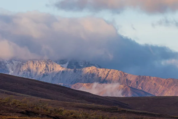 Krajobraz Denali Park Narodowy Alaska Jesienią — Zdjęcie stockowe