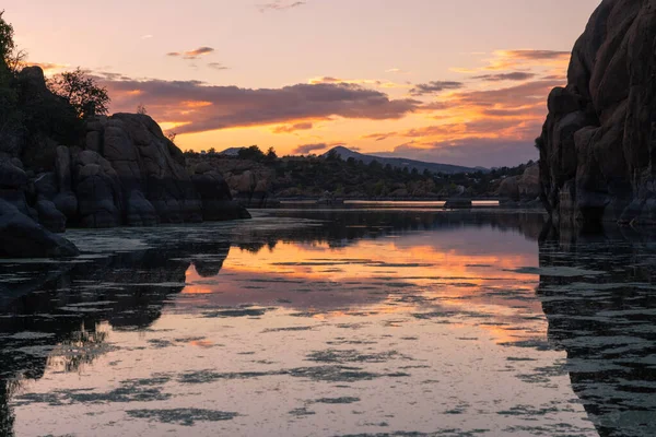 Solnedgång Landskap Vid Watson Lake Prescott Arizona — Stockfoto