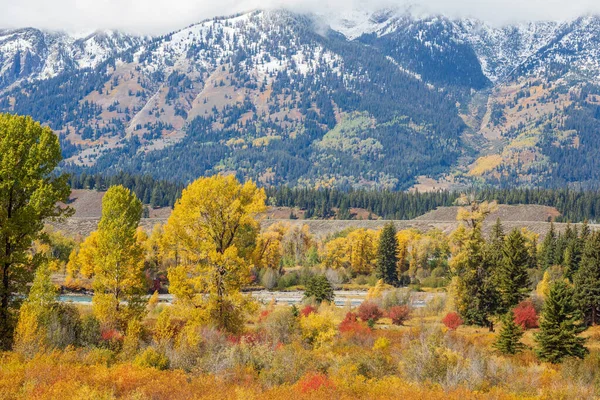 Ένα Γραφικό Τοπίο Στο Grand Teton Εθνικό Πάρκο Wyoming Φθινόπωρο — Φωτογραφία Αρχείου