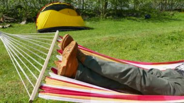 4 k. sarı hamak turist çadır karşı 