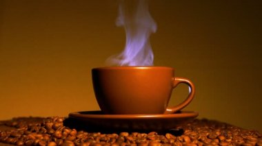 Tahıl ve Buhar ile kahve fincan sıcak. 4k vurdu