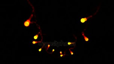 Çok renkli Noel ışıkları yanıp sönen garland koyu arka plan üzerinde