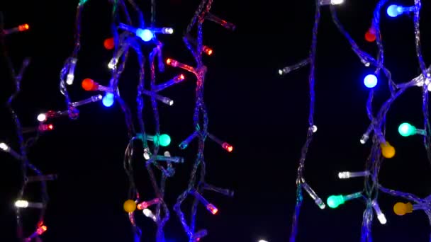 Blinking Kerstmis Feestelijke Lichte Garland — Stockvideo