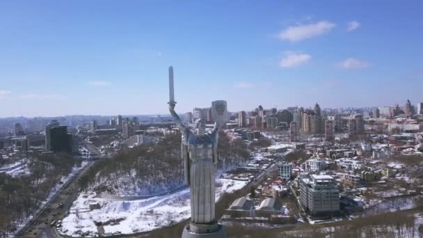 Miasto Kijów Stolica Ukrainy Pomnik Matki Ojczyzny Antenowe — Wideo stockowe