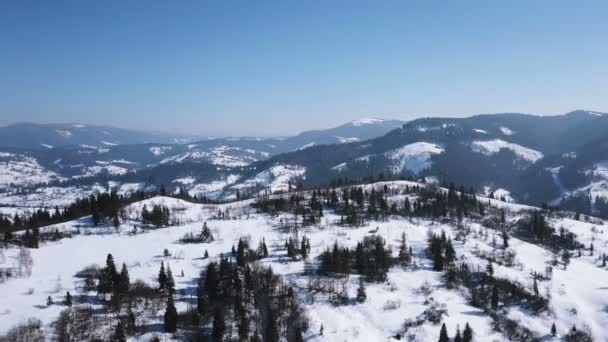 Luchtfoto Wintertijd Berg Heuvel Panorama — Stockvideo