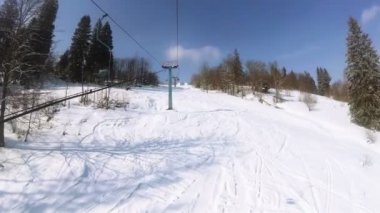 Kış teleferik. POV klip
