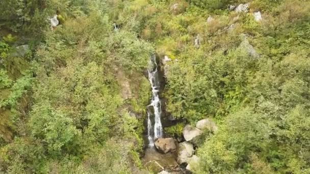 Aerial Flight Small Waterfalls Mountain Hills Beauty Nature — Stock Video