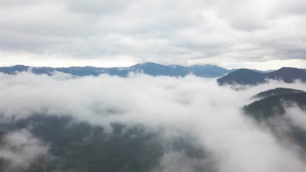 Aerial Landscape Fly Mountain Clouds — Stock Video