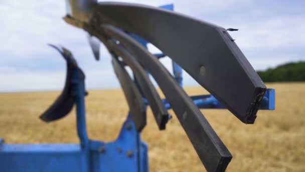 Plough Share Plough Field Agriculture Area Preparation New Harvest Steady — Stock Video