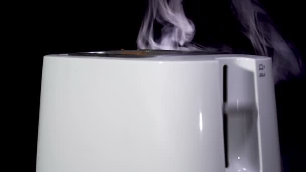 Heiße Toasts Zum Frühstück Moderne Weiße Küche Toaster Arbeit Zeitlupe — Stockvideo