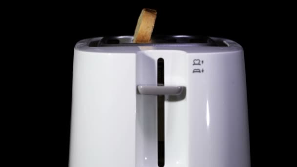 Hand Man Modern White Kitchen Toaster Work Slow Motion — Stock Video