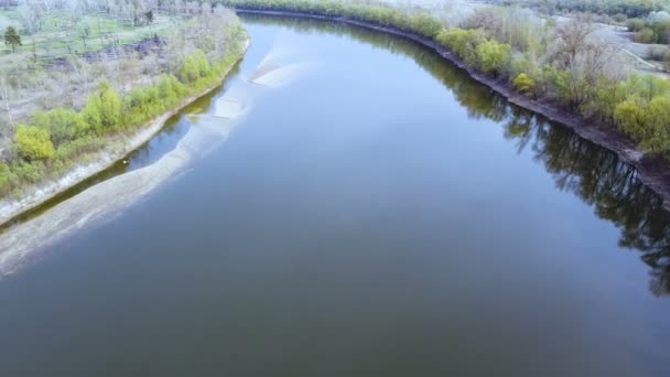 Aerial Leť Přes Řeku Polích Krajina — Stock video