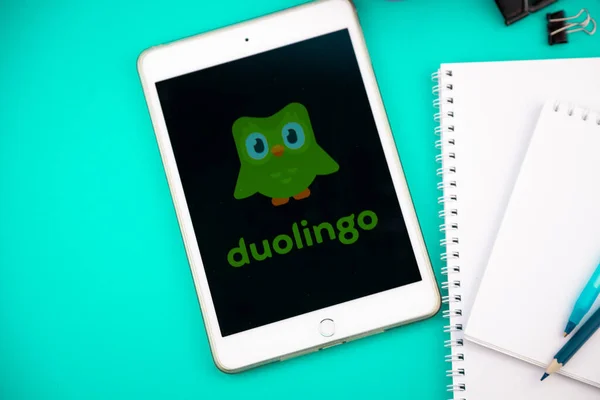 Duolingo Adalah Sebuah Platform Pembelajaran Online Dan Pasar Pengajaran Yang — Stok Foto