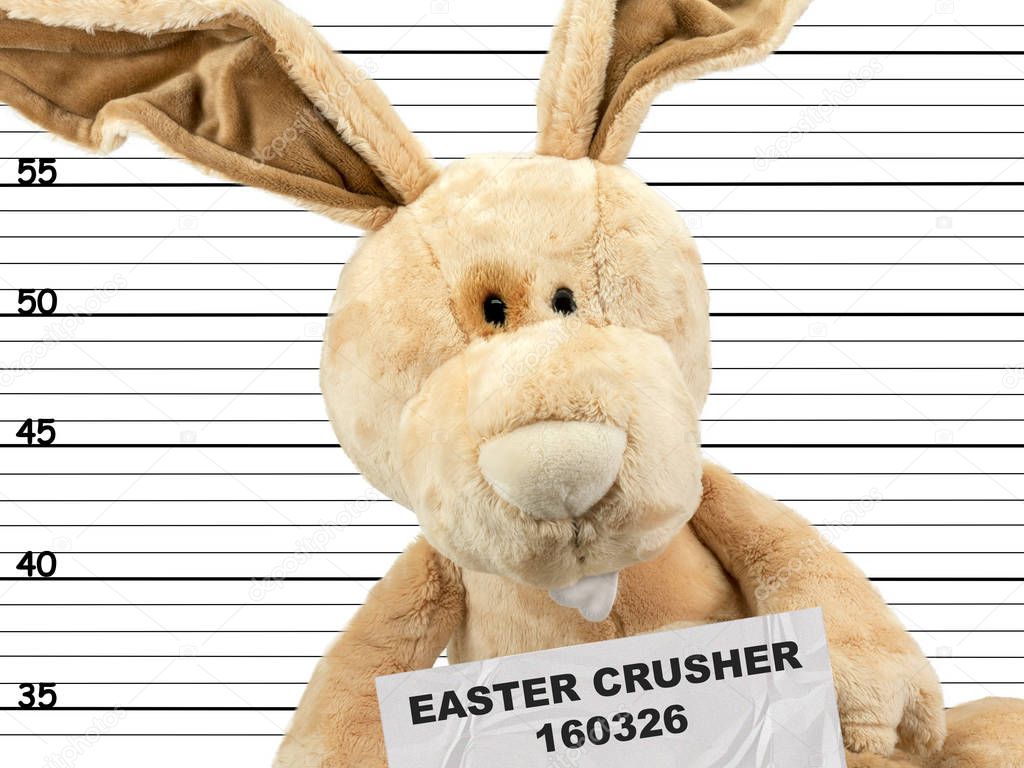 criminal easter bunny in the police station