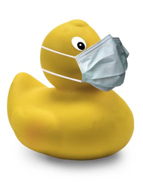 Yellow duck protects against the flu clipart