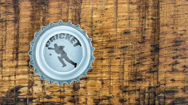 Cricket player in beer foam — Stock Photo, Image