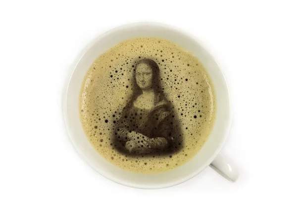 Mona lisa im kaffeeschaum — Stockfoto