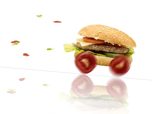 Fast food burger is delivered quickly — Stock Photo, Image