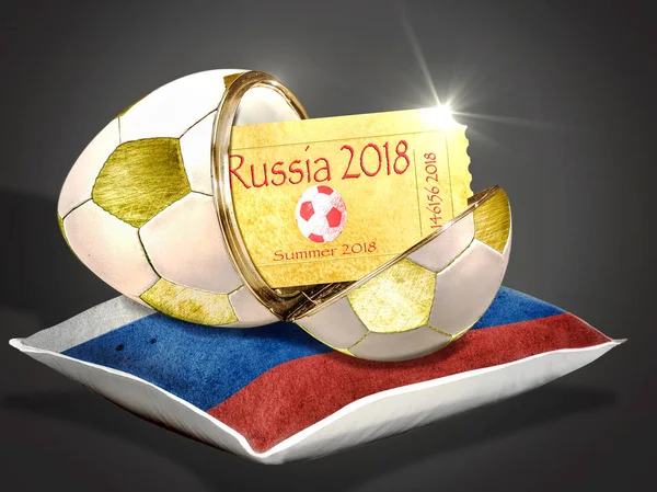 golden egg as football with ticket for the game